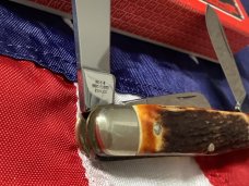 Vintage J A Henckels Stockman (HK-3-S) 4" Knife w/ Great Stag Handles -NOS & M/NM