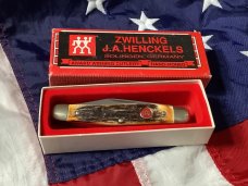 Vintage J A Henckels Stockman (HK-3-S) 4" Knife w/ Great Stag Handles -NOS & M/NM
