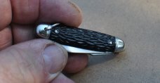 Hammer Brand Camp Knife Mint 5 Functions 2 3/16" Closed Black Jigged 1/2 Stops 1945-55 Pinched Bolst