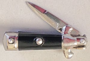 2 3/4" Italian Auto Stiletto, picklock, plastic scales, NOS vintage collector knife, MICRO! c.1981