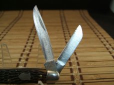 SCHRADE 855 RB VINTAGE U.S.A. MADE 1970-73 MEDIUM SIZED TRIPLE BLADE STOCKMAN FOLDING POCKET KNIFE