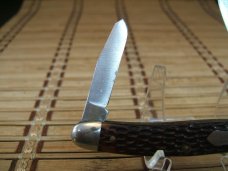 SCHRADE 855 RB VINTAGE U.S.A. MADE 1970-73 MEDIUM SIZED TRIPLE BLADE STOCKMAN FOLDING POCKET KNIFE