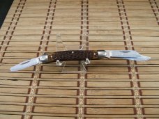 SCHRADE 855 RB VINTAGE U.S.A. MADE 1970-73 MEDIUM SIZED TRIPLE BLADE STOCKMAN FOLDING POCKET KNIFE