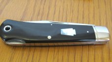 Schatt & Morgan Linen Micarta Pearl Shield Mountain Man Folding Lock Back Hunter Pattern # 3L