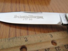 Schatt & Morgan Linen Micarta Pearl Shield Mountain Man Folding Lock Back Hunter Pattern # 3L