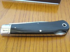Schatt & Morgan Linen Micarta Pearl Shield Mountain Man Folding Lock Back Hunter Pattern # 3L