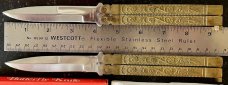2 Vintage Balisong Butterfly Knives From Pakistan, Nice Brass Handles, Original Boxes, Unused #1
