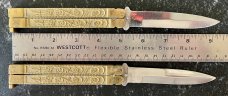 2 Vintage Balisong Butterfly Knives From Pakistan, Nice Brass Handles, Original Boxes, Unused #2