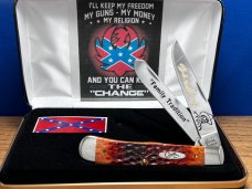 Case XX 2000 Hank Jr.#002 Gorgeous Chestnut Bone Trapper1/50 Deep Gold/Black Etch In Hank Box MINT