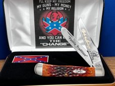 Case XX 2000 Hank Jr.#002 Gorgeous Chestnut Bone Trapper1/50 Deep Gold/Black Etch In Hank Box MINT