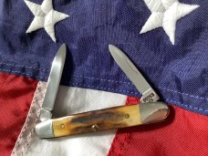 Case xx 1997 Eisenhower Knife Pearl Premier Shield Mdl# 052063 SS w/ Super Stag Handles -NOS 