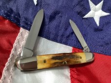 Case xx 1997 Eisenhower Knife Pearl Premier Shield Mdl# 052063 SS w/ Super Stag Handles -NOS 