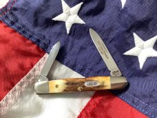 Case xx 1997 Eisenhower Knife Pearl Premier Shield Mdl# 052063 SS w/ Super Stag Handles -NOS 