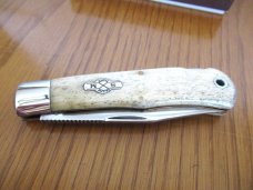 Schatt & Morgan Antique White  Bone Mountain Man Folding Lock Back Hunter Pattern # 3L