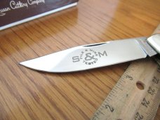 Schatt & Morgan Antique White  Bone Mountain Man Folding Lock Back Hunter Pattern # 3L