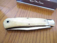 Schatt & Morgan Antique White  Bone Mountain Man Folding Lock Back Hunter Pattern # 3L