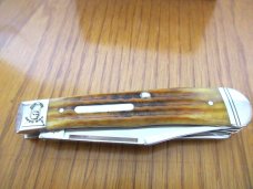 Case XX Select 2018 Pearl Shield Antique Bone Trapper Pattern # 6254