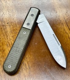 LionSTEEL Roundhead Barlow with Olive Green Micarta Handles and M390 Spearpoint Blade