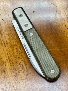 LionSTEEL Roundhead Barlow with Olive Green Micarta Handles and M390 Spearpoint Blade