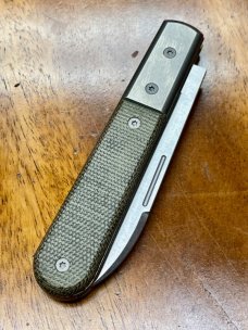 LionSTEEL Roundhead Barlow with Olive Green Micarta Handles and M390 Spearpoint Blade