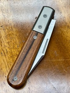 LionSTEEL Shuffler Barlow with Santos Wood Handles and M390 Clip Point Blade.