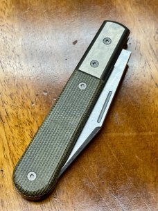 LionSTEEL Shuffler Barlow with Olive Green Micarta Handles and M390 Clip Point Blade