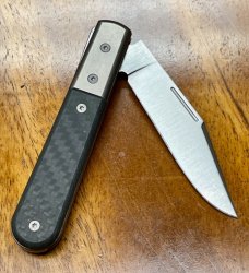 LionSTEEL Shuffler Barlow with Olive Green Micarta Handles and M390 Clip Point Blade. 