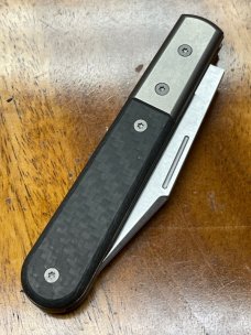 LionSTEEL Shuffler Barlow with Olive Green Micarta Handles and M390 Clip Point Blade. 