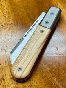 LionSTEEL DOM Barlow with Olive Wood Handles and M390 Sheepsfoot Blade