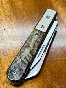 LionSTEEL 2-Blade Beerlow Barlow with Rams Horn Handles and M390 Sheepsfoot primary Blade
