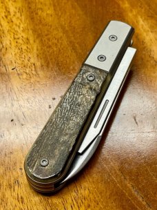 LionSTEEL 2-Blade Beerlow Barlow with Rams Horn Handles and M390 primary Spearpoint Blade