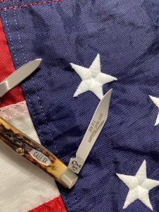 Case xx 1997 Sweet Pen Knife Pearl Premier Shield -1 of 100 Mdl# 5233 SS w/ Super Stag Handles -NOS 
