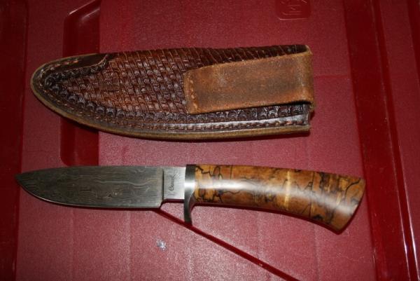 Peter Crowl Damascus Fixed Blade Knife Journeyman Smith