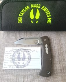 Taylor Made Cochise..Aebl..OD Canvas Micarta..3 11/16" clsd..titanium liners,lanyard tube..coa/pouch