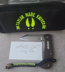 Taylor Made Cochise..Aebl..OD Canvas Micarta..3 11/16" clsd..titanium liners,lanyard tube..coa/pouch