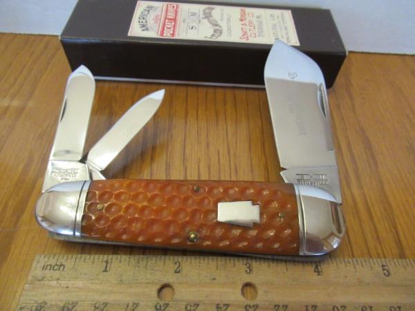 Schatt Morgan Autumn Gold Corn Cob Jigged Bone Sleeveboard Whittler Pattern # 043213