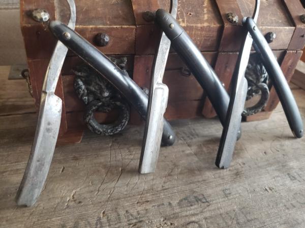 3 Vintage Wade and Butcher Straight Razors - Sheffield, England - 1845-1919