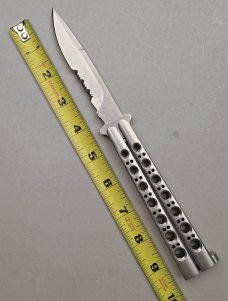 Benchmade Model 45 Balisong Butterfly knife, FLAWLESS N.I.B., serrated weehawk blade, vintage c.1987
