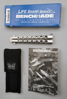 Benchmade Model 45 Balisong Butterfly knife, FLAWLESS N.I.B., serrated weehawk blade, vintage c.1987