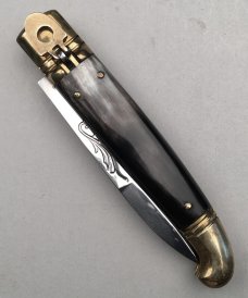 8" Bird's Head Lever Auto Stiletto, Brazilian horn, vintage collector knife, Maniago ITALY, c.1984