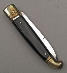 8" Bird's Head Lever Auto Stiletto, Brazilian horn, vintage collector knife, Maniago ITALY, c.1984