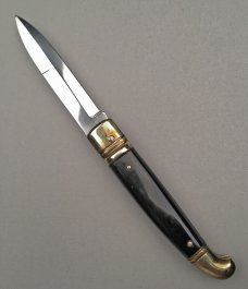 8" Bird's Head Lever Auto Stiletto, Brazilian horn, vintage collector knife, Maniago ITALY, c.1984
