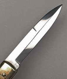 8" Bird's Head Lever Auto Stiletto, Brazilian horn, vintage collector knife, Maniago ITALY, c.1984