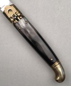 8" Bird's Head Lever Auto Stiletto, Brazilian horn, vintage collector knife, Maniago ITALY, c.1984