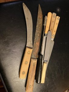 (7 items) BUTCHER CAMP SKINNER OLD SOLDER IRON & OTHERS