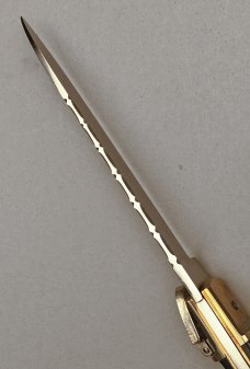 10" Hubertus German "Slimline" Springer Stiletto, 14cm Micarta, Filework, EXPORT, NOS vintage c1984