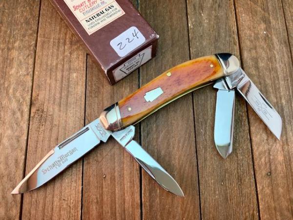 Schatt and Morgan Keystone Series 19 4 Blade Sowbelly Stockman Smooth Harvest Orange 2009 Schatt and Morgan Keystone Series 19 4 Blade Sowbelly Stockman Smooth Harvest Orange 2009