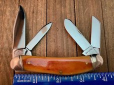 Schatt and Morgan Keystone Series 19 4 Blade Sowbelly Stockman Smooth Harvest Orange 2009