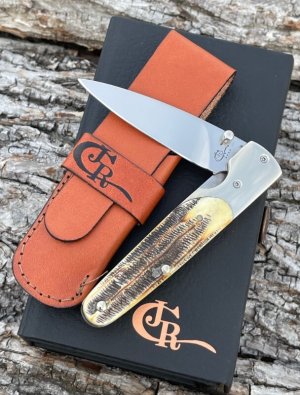 CASE XX ** 6.5 BONE STAG BG 42 SLIMLOCK W/LEATHER SHEATH