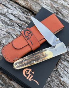 CASE XX ** 6.5 BONE STAG BG 42 SLIMLOCK W/LEATHER SHEATH